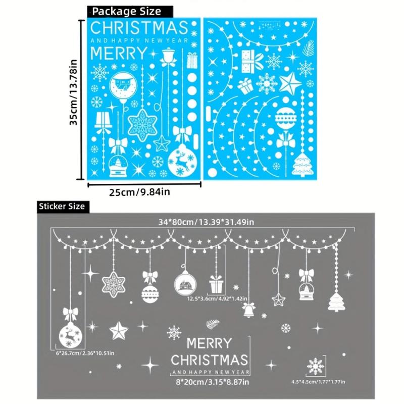 Christmas Santa Reindeer Window Stickers Snowflakes Merry Decor