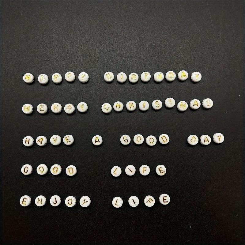 Acrylic Golden Letter Beads Set DIY Bracelet Jewelry Education Beaded Mat
