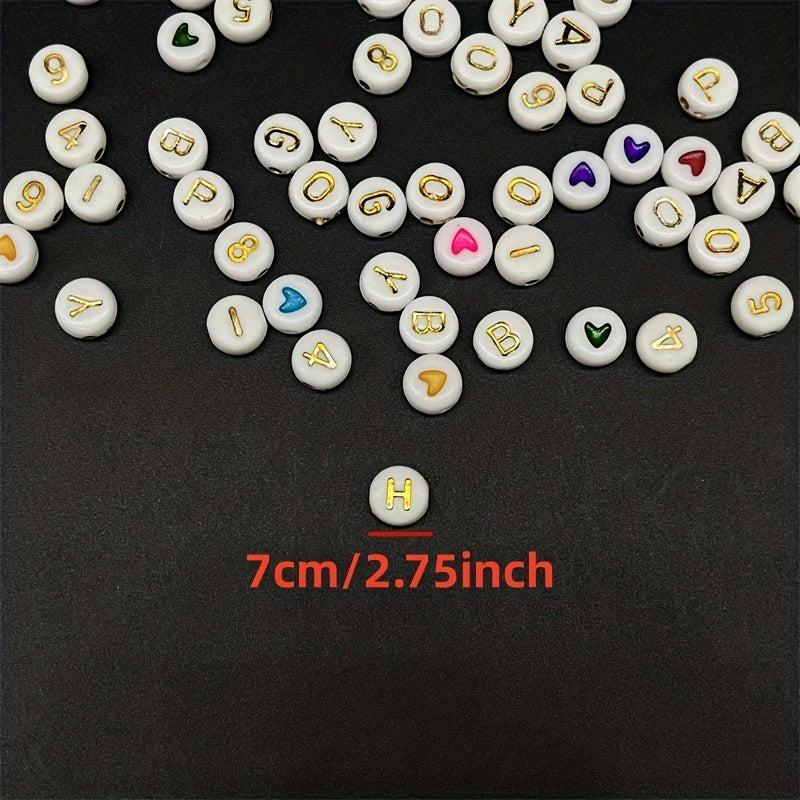 Acrylic Golden Letter Beads Set DIY Bracelet Jewelry Education Beaded Mat