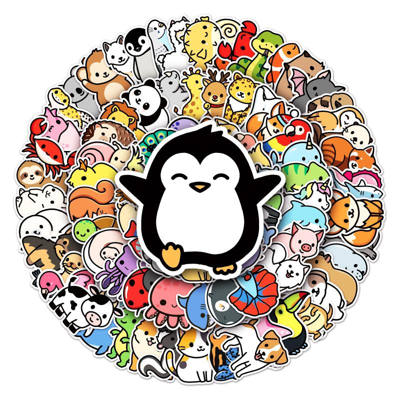 100pcs Animal Doodle Stickers for Water Bottles Laptops Phones & Skateboards