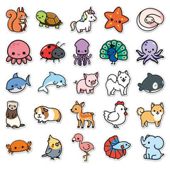 100pcs Animal Doodle Stickers for Water Bottles Laptops Phones & Skateboards
