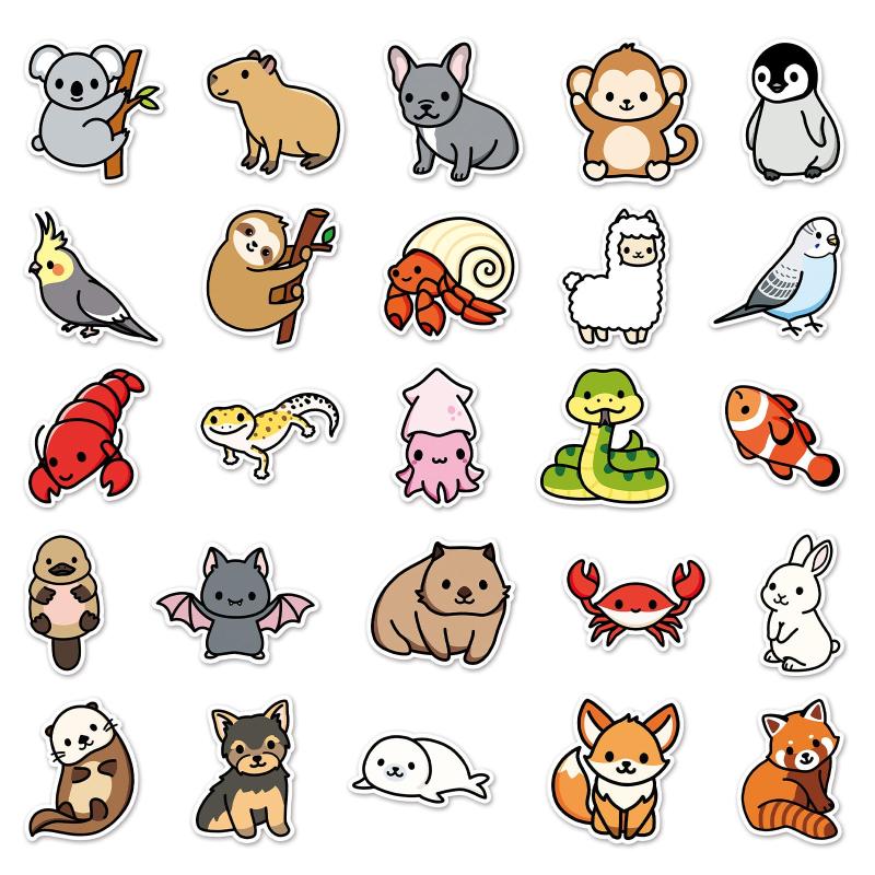 100pcs Animal Doodle Stickers for Water Bottles Laptops Phones & Skateboards