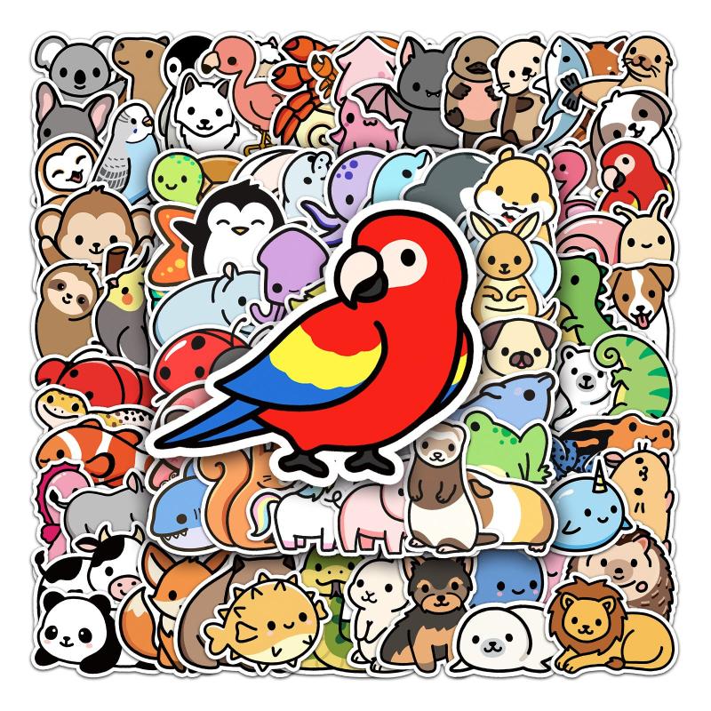 100pcs Animal Doodle Stickers for Water Bottles Laptops Phones & Skateboards
