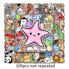 100pcs Animal Doodle Stickers for Water Bottles Laptops Phones & Skateboards
