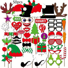 50pcs Christmas Photo Props for Holiday Party Decorations