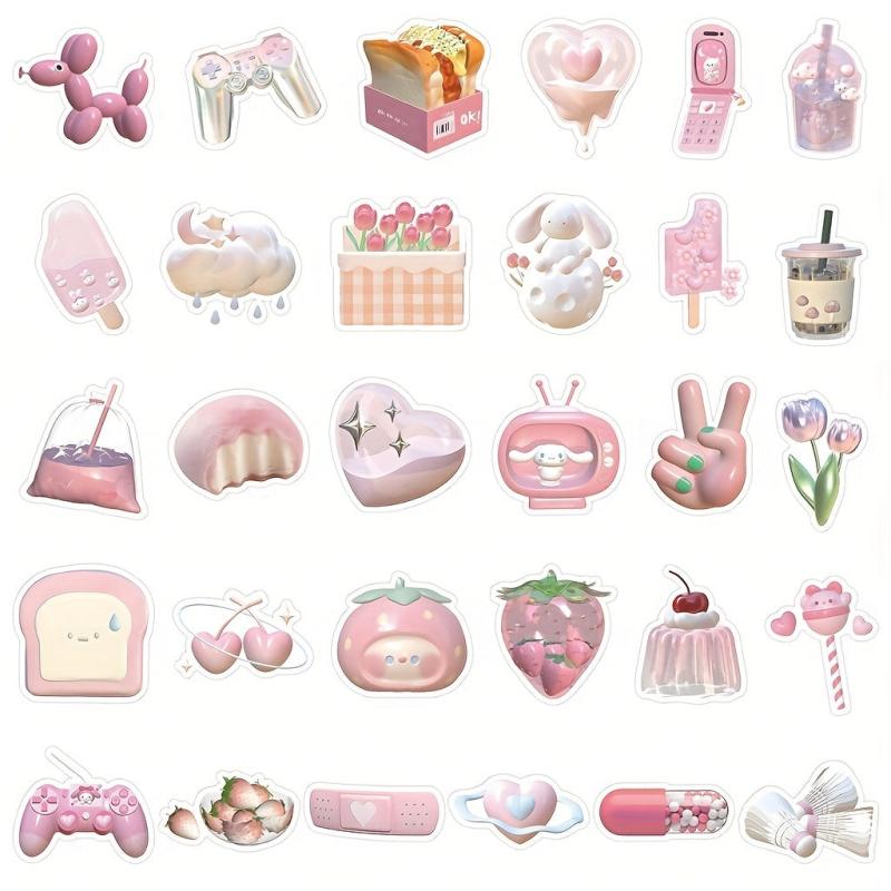 63 Pink Stickers Laptop Skateboard Water Bottle Decals