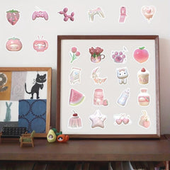 63 Pink Stickers Laptop Skateboard Water Bottle Decals