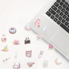 63 Pink Stickers Laptop Skateboard Water Bottle Decals