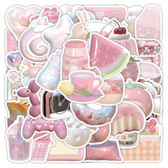 63 Pink Stickers Laptop Skateboard Water Bottle Decals
