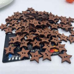 100pcs Wooden Stars Buttons 2 Holes Vintage Small Sewing Scrapbooking Craft