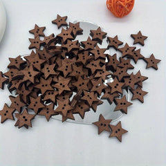 100pcs Wooden Stars Buttons 2 Holes Vintage Small Sewing Scrapbooking Craft
