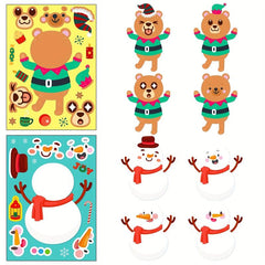 6pcs Children DIY Puzzle Stickers Christmas Characters Funny Jigsaw Stickers