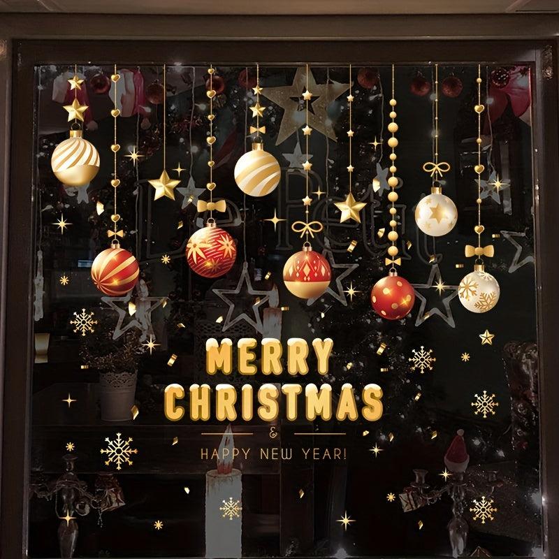 4pcs Christmas Glass Stickers - Easy Install - Home Holiday Decor