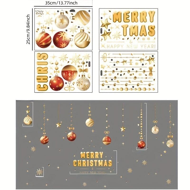 4pcs Christmas Glass Stickers - Easy Install - Home Holiday Decor