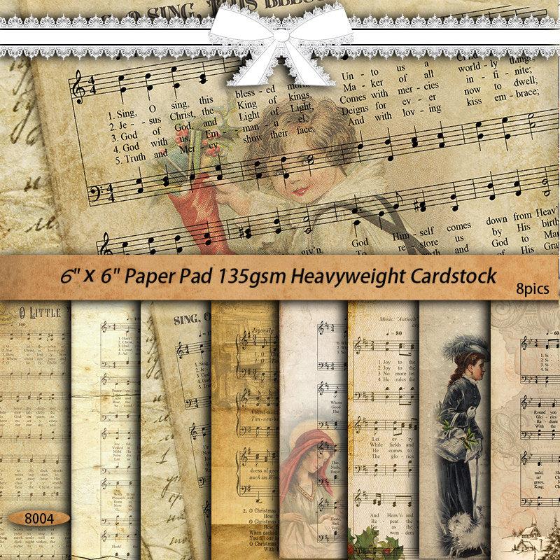 8pcs Large Size Music Paper Retro Journal DIY Tools for Stationery Arts