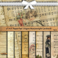 8pcs Large Size Music Paper Retro Journal DIY Tools for Stationery Arts