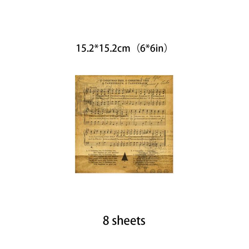 8pcs Large Size Music Paper Retro Journal DIY Tools for Stationery Arts