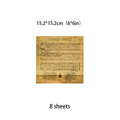 8pcs Large Size Music Paper Retro Journal DIY Tools for Stationery Arts