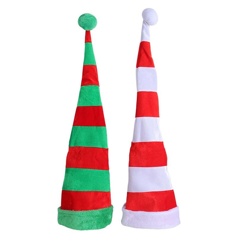 Extra Long Striped Elf Hat Plush Winter Halloween Christmas Cosplay Costume