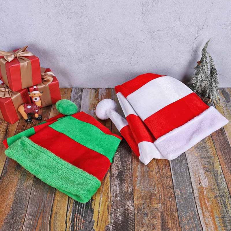 Extra Long Striped Elf Hat Plush Winter Halloween Christmas Cosplay Costume