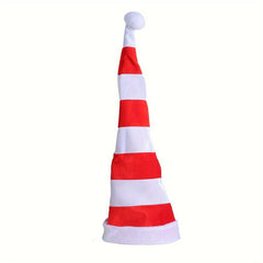 Extra Long Striped Elf Hat Plush Winter Halloween Christmas Cosplay Costume