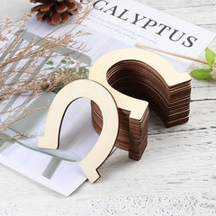 24pcs U-Shaped Horseshoe Wooden Piece Pendant for DIY Painting