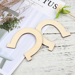 24pcs U-Shaped Horseshoe Wooden Piece Pendant for DIY Painting