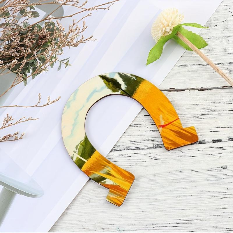 24pcs U-Shaped Horseshoe Wooden Piece Pendant for DIY Painting