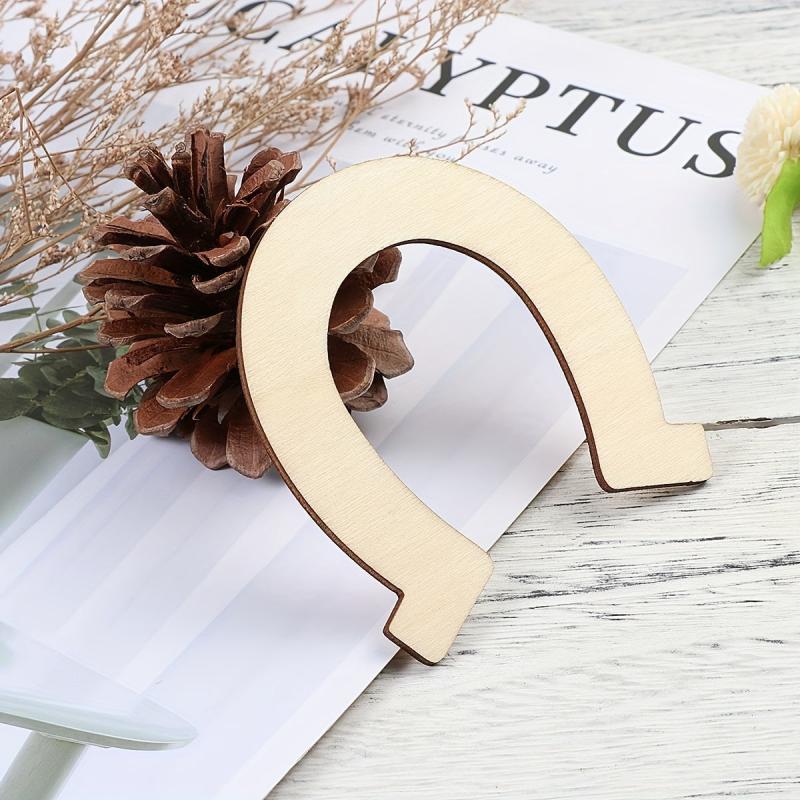 24pcs U-Shaped Horseshoe Wooden Piece Pendant for DIY Painting