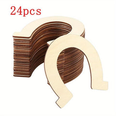 24pcs U-Shaped Horseshoe Wooden Piece Pendant for DIY Painting