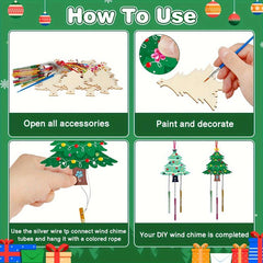 10pcs Wooden Christmas DIY Wind Chime Set For Crafts Blank DIY Crafts