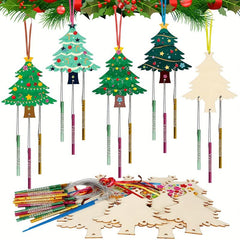 10pcs Wooden Christmas DIY Wind Chime Set For Crafts Blank DIY Crafts