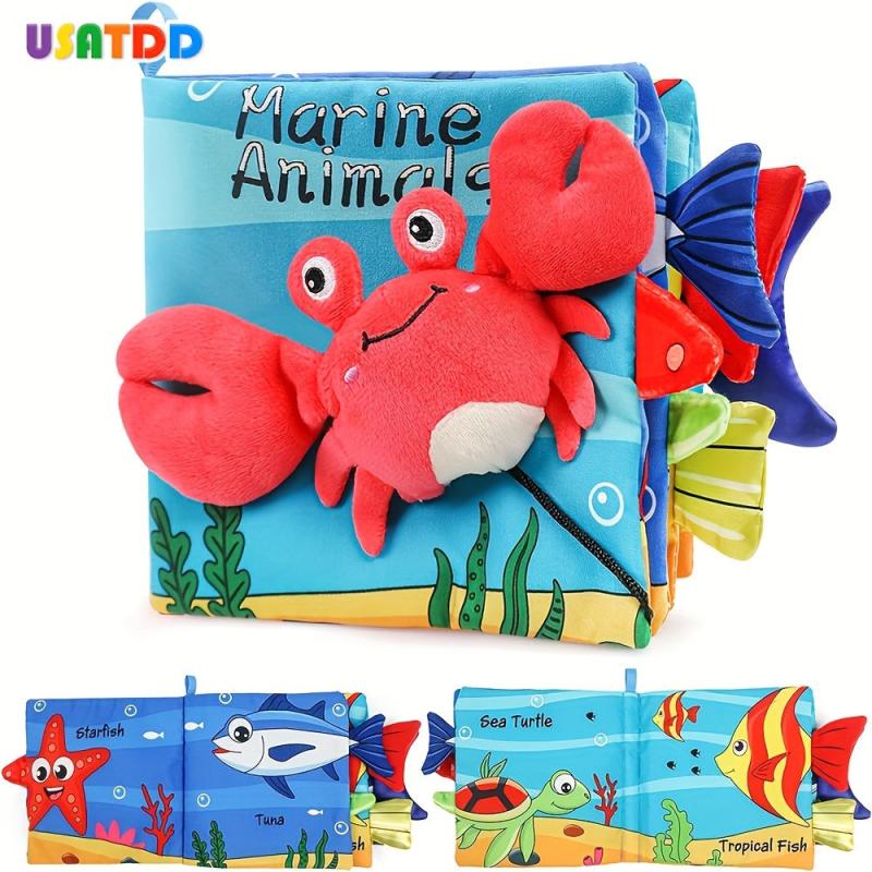 USATDD Soft High Contrast Baby Book Crinkle Cloth Toy Tail
