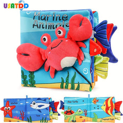 USATDD Soft High Contrast Baby Book Crinkle Cloth Toy Tail