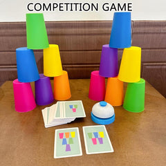 Intelligence Boosting Toy Set: 54 Cards, 12 Cups, 1 Bell Game Puzzle