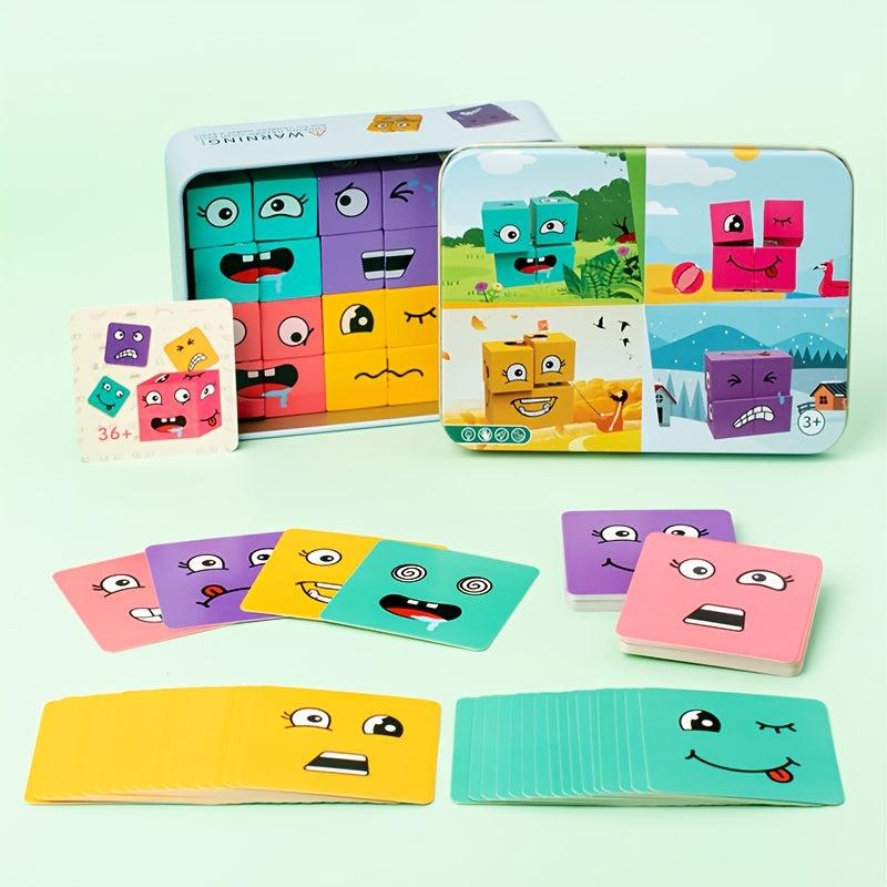 Wooden Face Changing Building Blocks Set