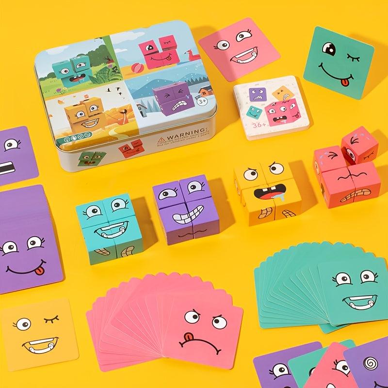 Wooden Face Changing Building Blocks Set