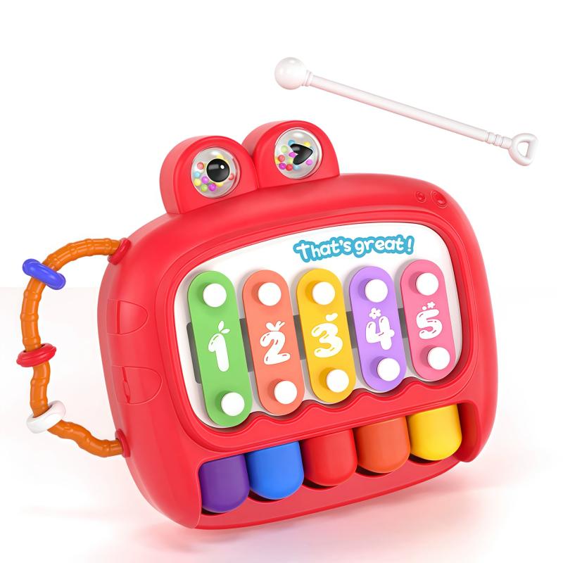 Interactive Kids' Piano Toy Red Hand Percussion Instrument for Learning