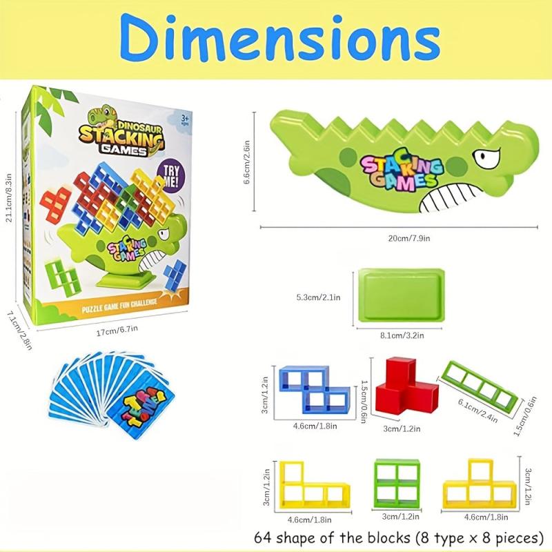 Kids Dinosaur Balance Blocks Stacking Game