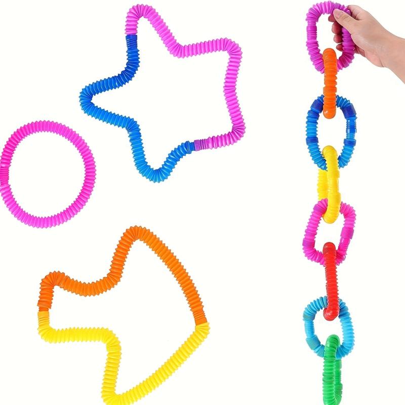24pcs Stretch Tube Plastic Toys for Fine Motor Skills & Educational Thinking Dev