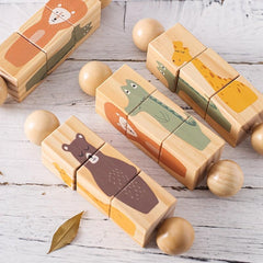 Wooden Animal Shape Matching Toy with Rotating Rattles