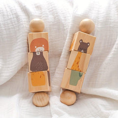 Wooden Animal Shape Matching Toy with Rotating Rattles