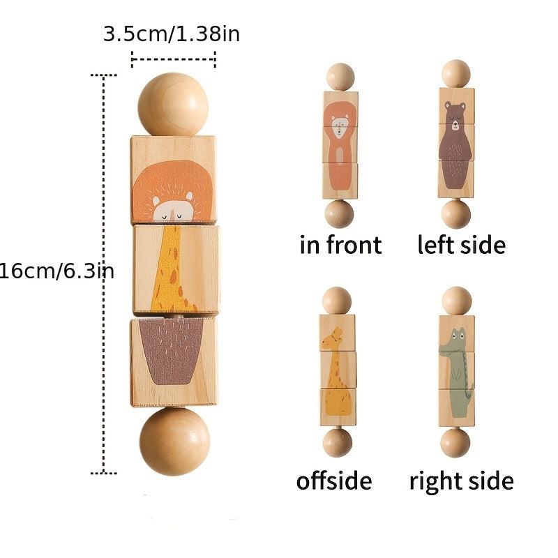 Wooden Animal Shape Matching Toy with Rotating Rattles