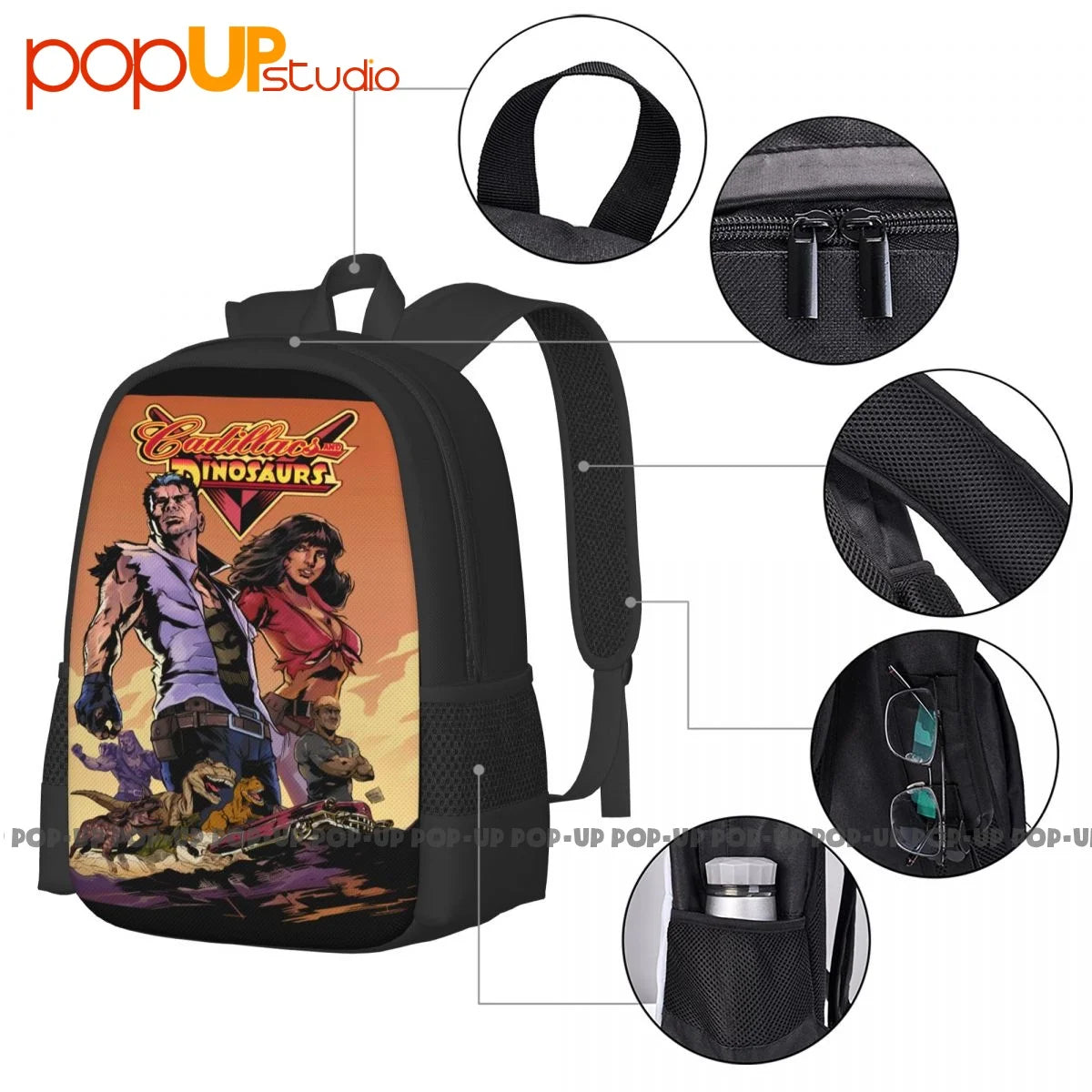 Cadillacs And Dinosaurs Backpack Gym Sports Style Multi-function