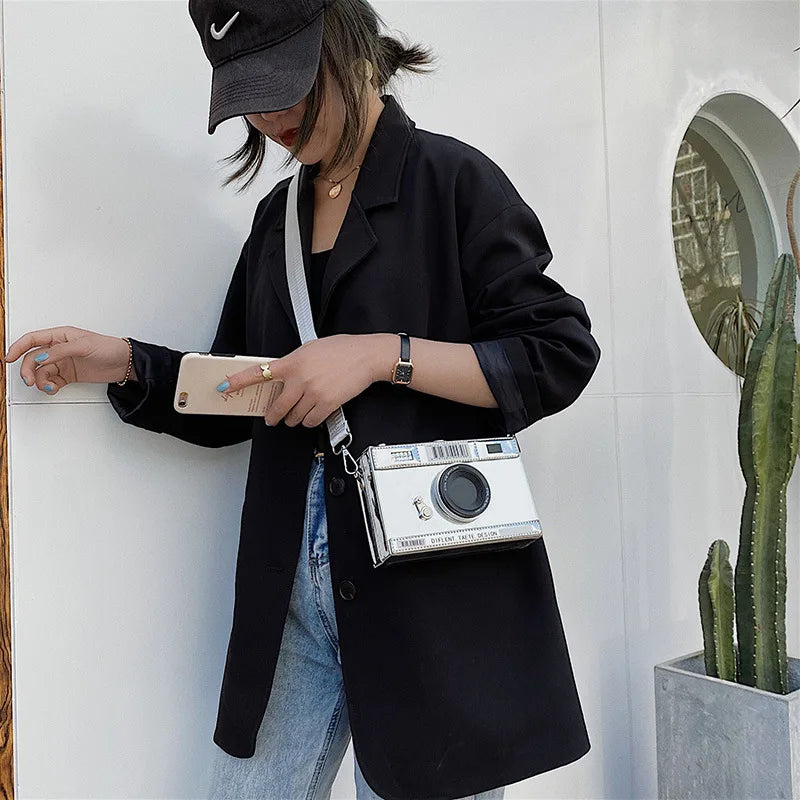 Women Box Shape Crossbody Bag Wide Shoulder Belt Handbag For Ladies
