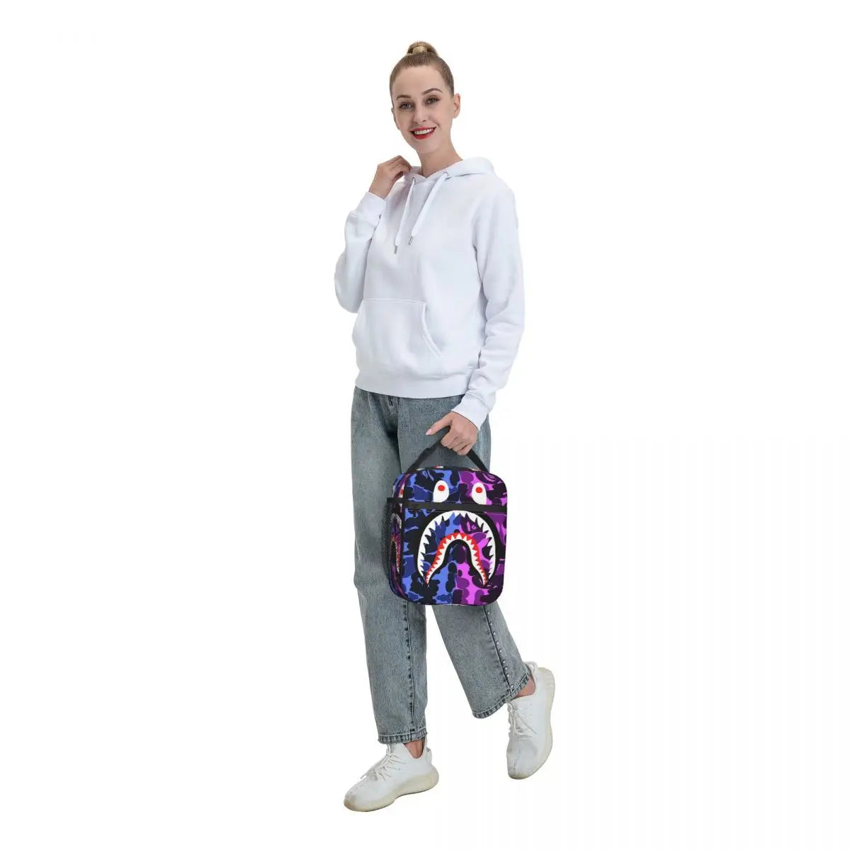 Camouflage Portable Lunch Box Leakproof Shark Teeth Cooler Insulated Lunch Bag