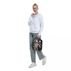 Camo Thermal Insulated Lunch Bag Shark Teeth Reusable Lunch Tote