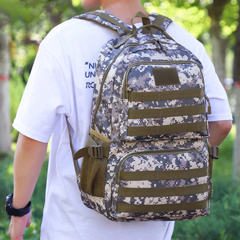 Men's Camo Tactical Backpack Large Capacity Outdoor Travel Bag