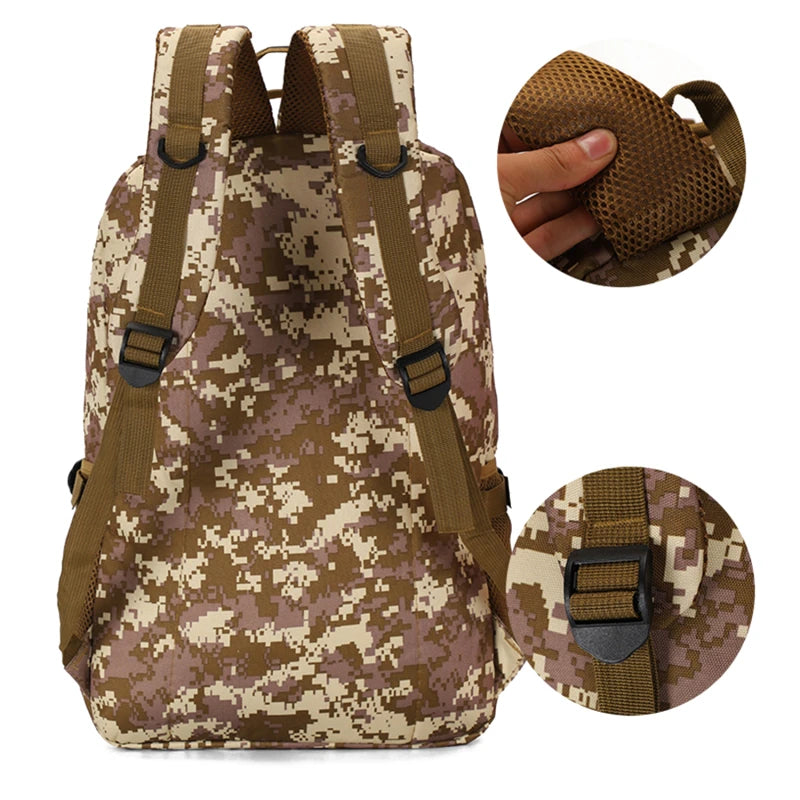 Men's Camo Tactical Backpack Large Capacity Outdoor Travel Bag