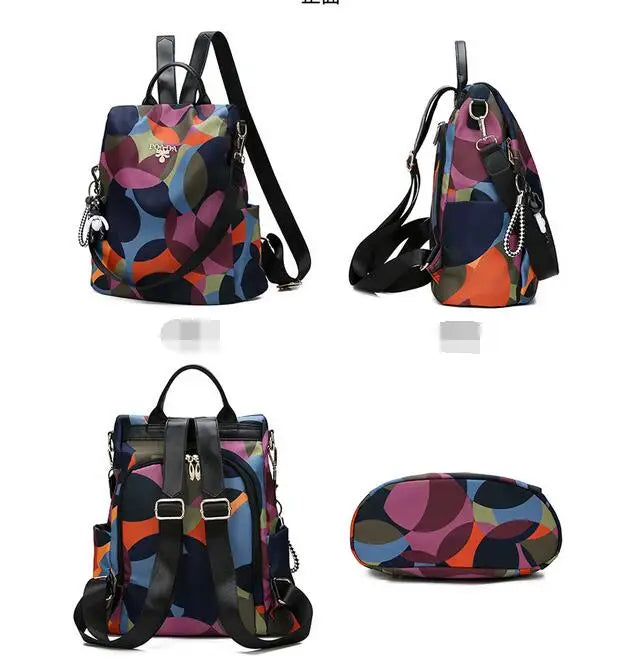 Camouflage Graffiti Waterproof Oxford Women Backpack